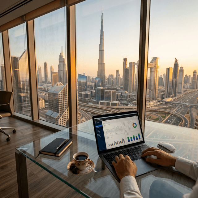 Dubai skyline office view